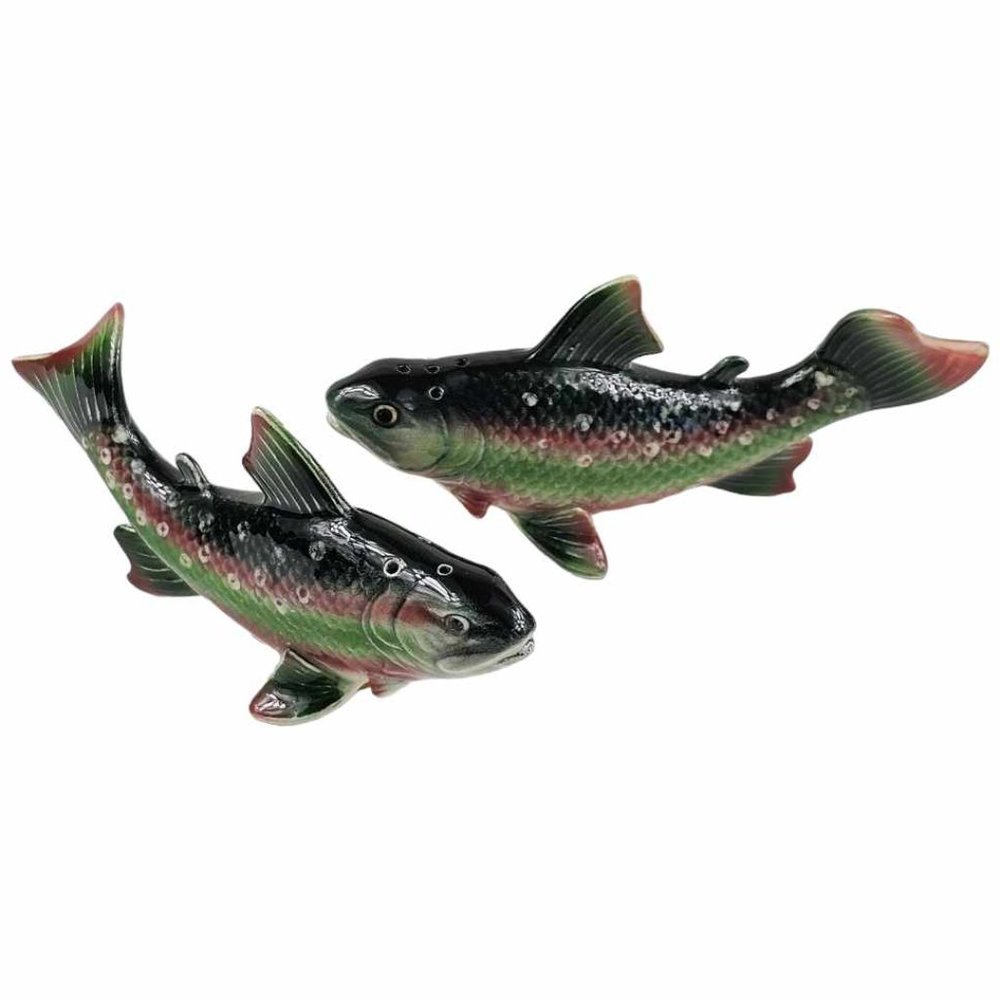 Vintage Dolly Varden Rainbow Trout Fish Salt And Pepper Shaker Set RARE